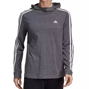 Adidas Climate Charcoal Gray Hoodie w/ White Stripes - Size: XL